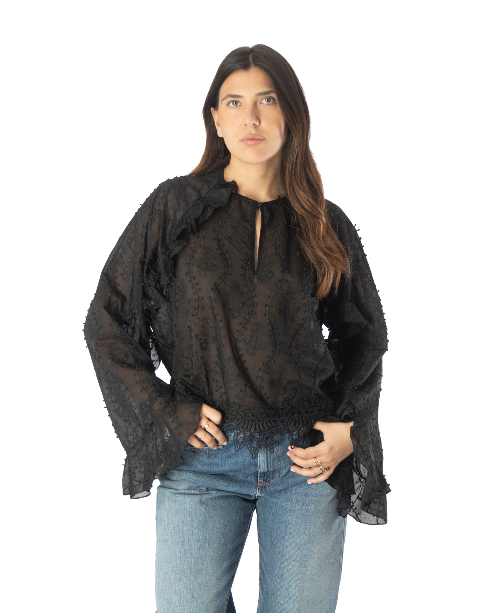 Camicia Penelope nero pizzo