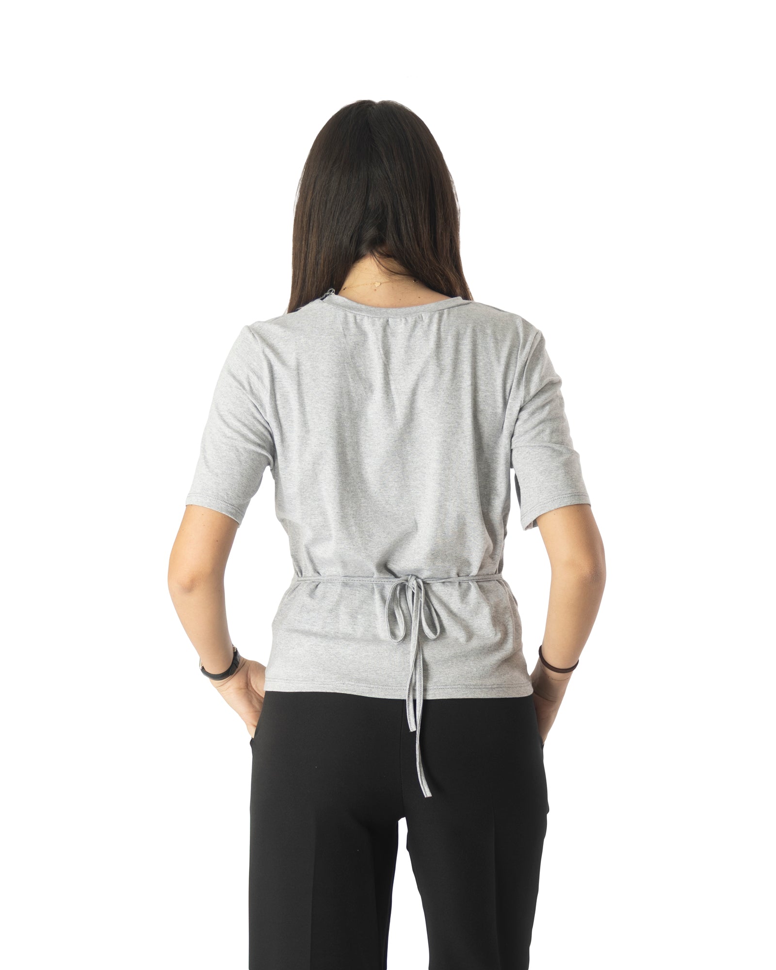 t-shirt pomme grigia