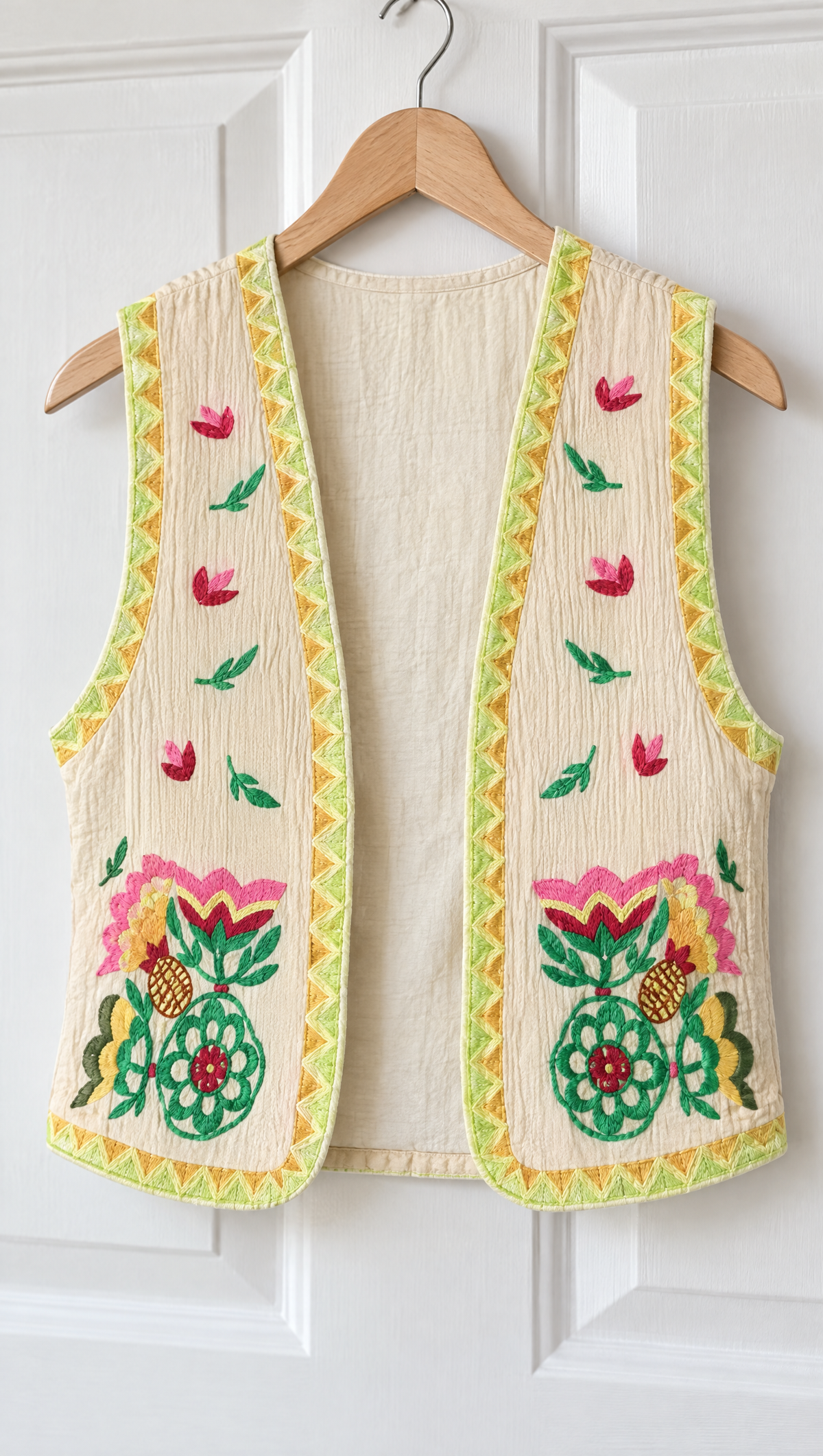 Gilet Chicca - dettaglio del ricamo a fiori
