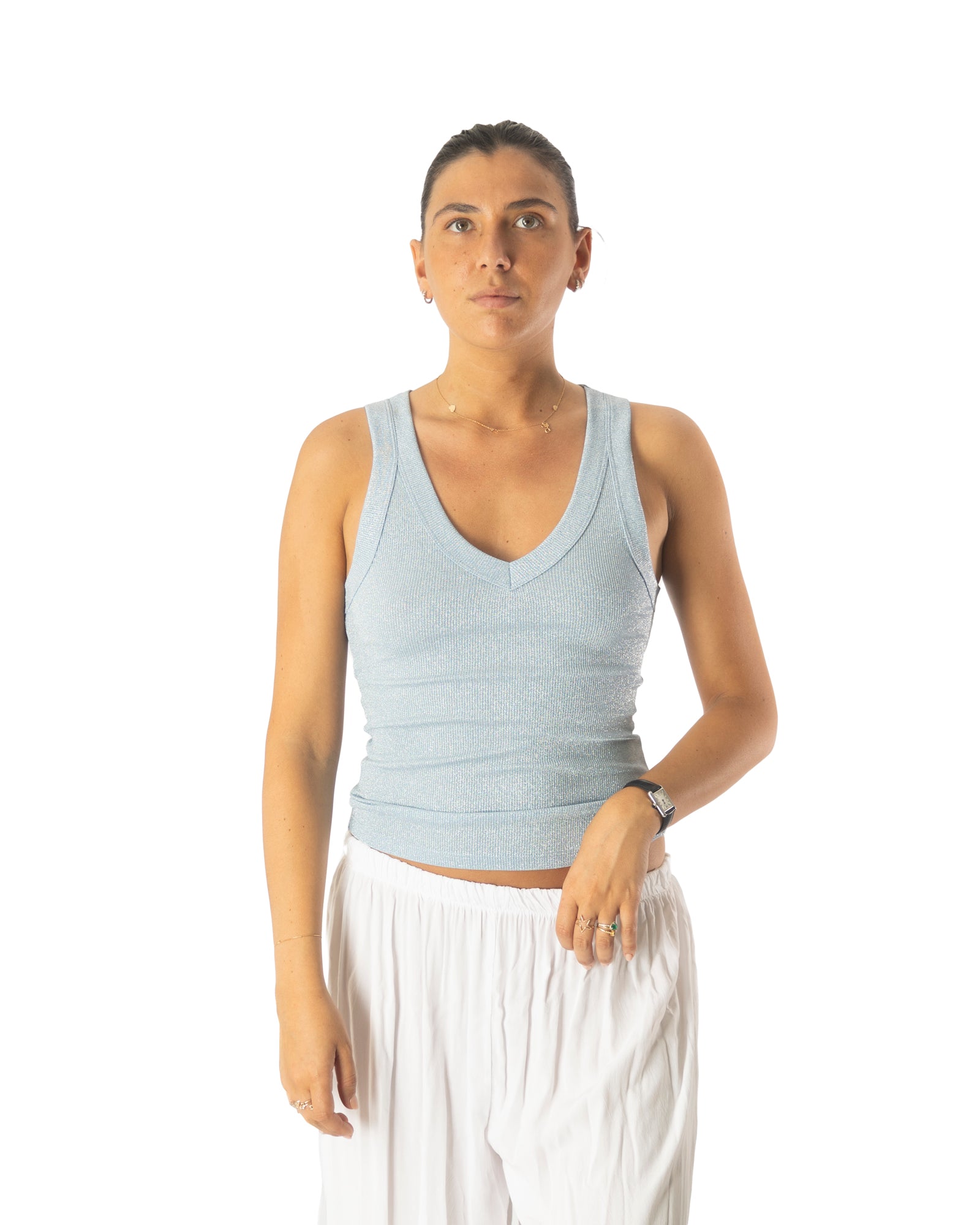 top melissa azzurro lurex
