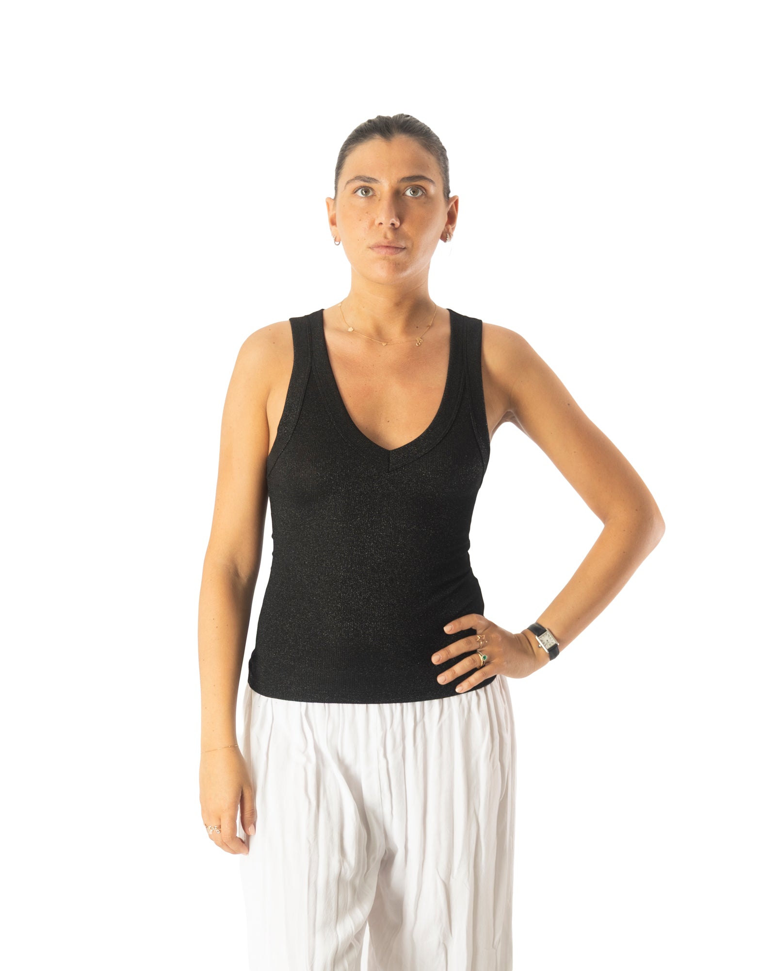 top melissa nero lurex
