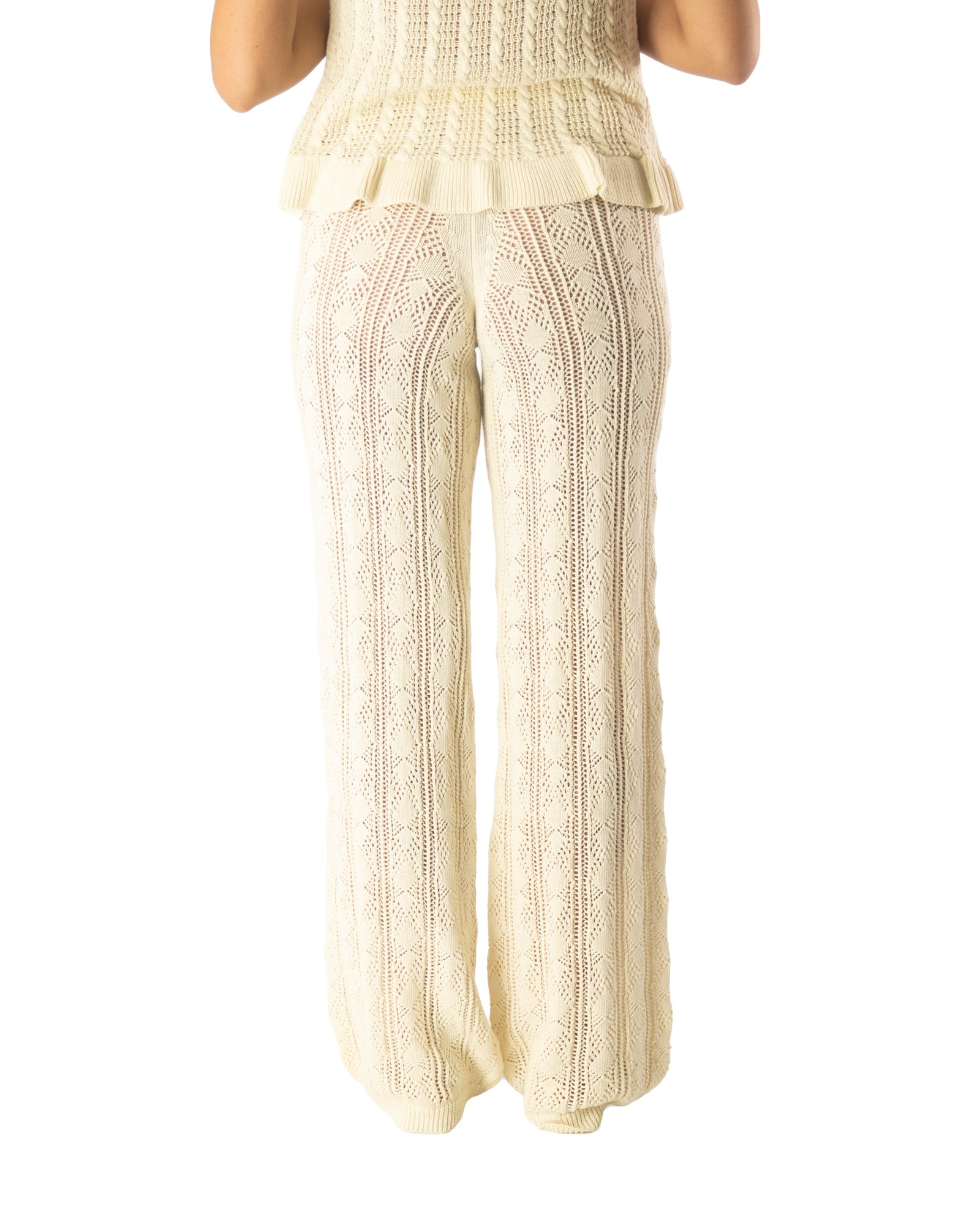 pantalone crochet beige