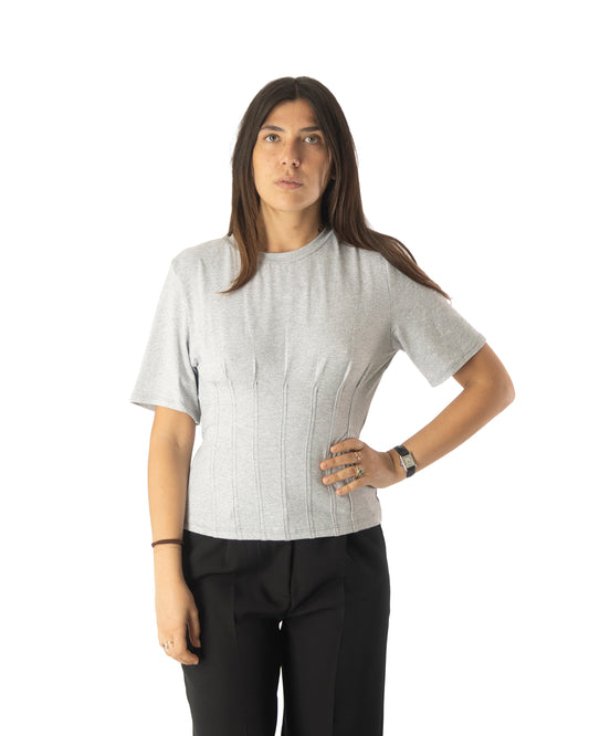 t-shirt pomme grigia