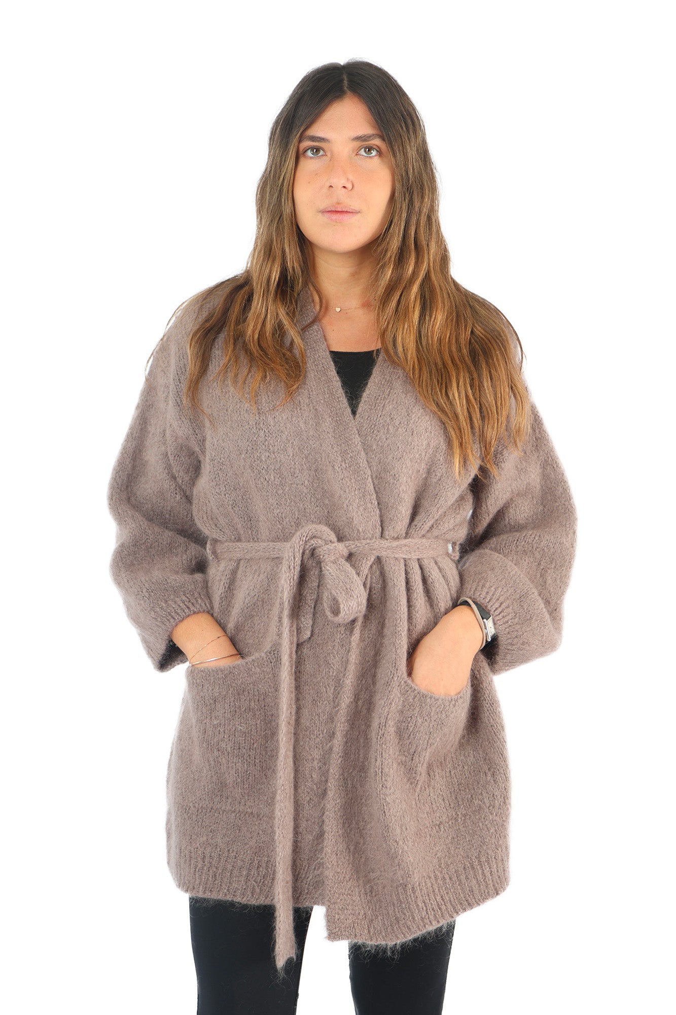 Cardigan Fluffy Tortora