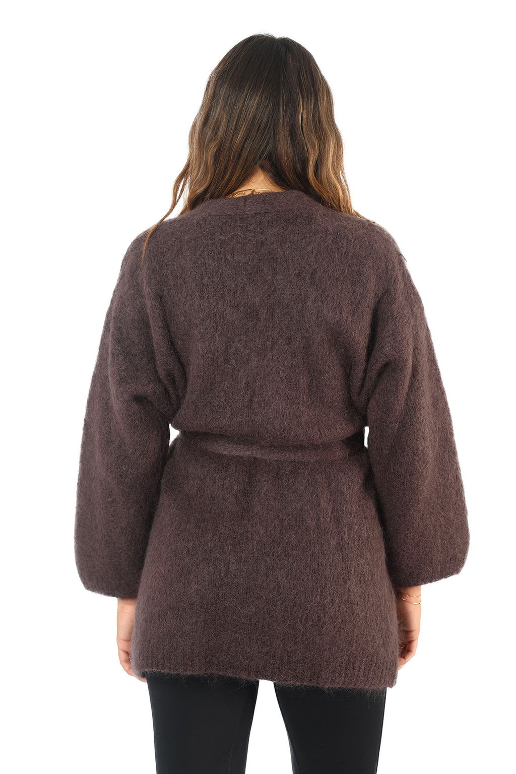 Cardigan Fluffy Marrone