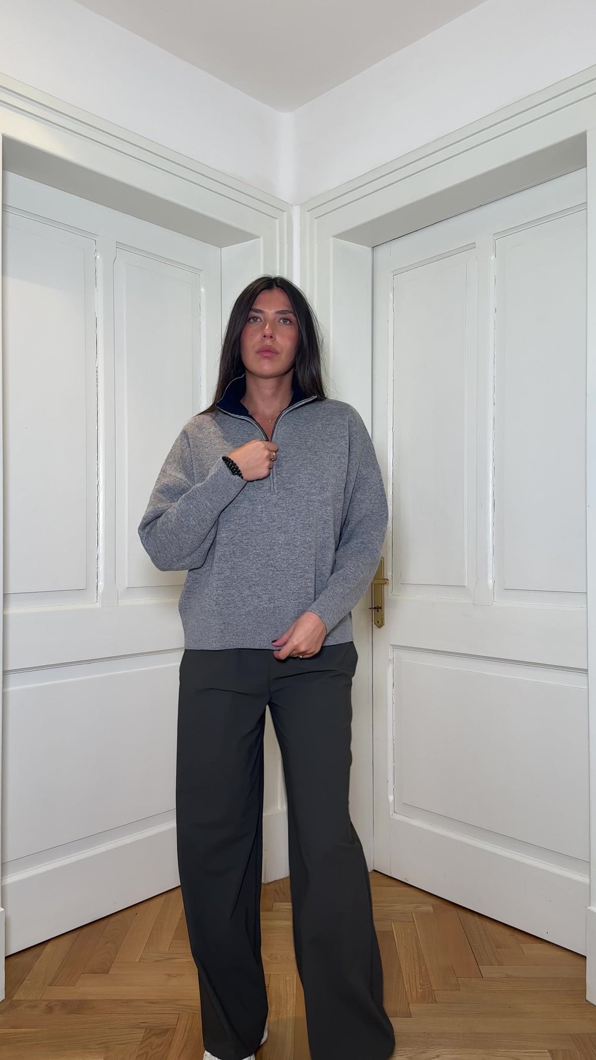 Maglione Zip grigio
