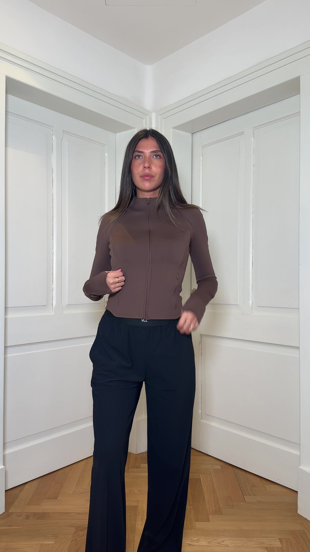 Felpa sport zip beige