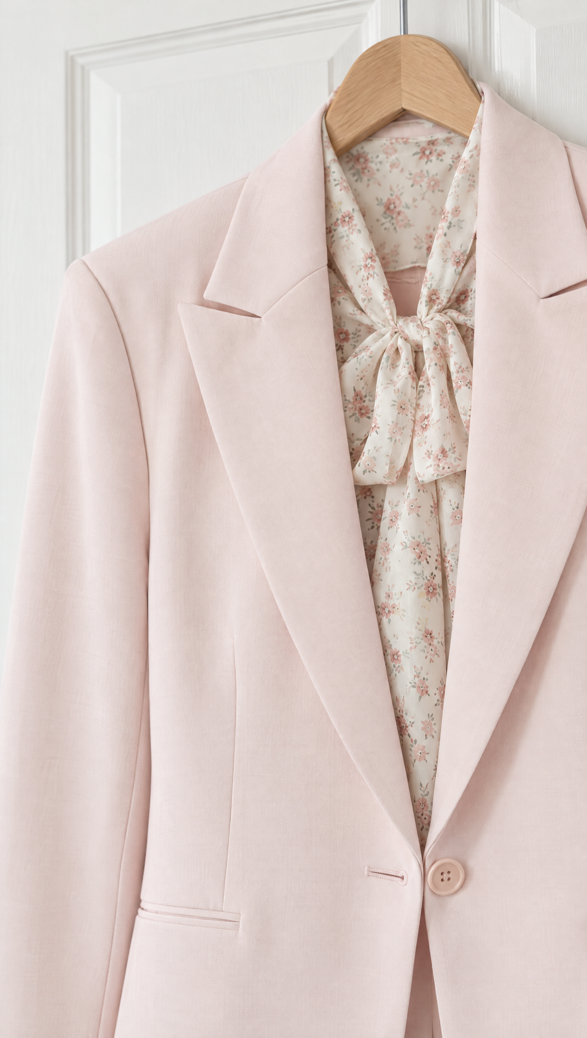 Tailleur Rosa baby - dettaglio del tessuto e del rever